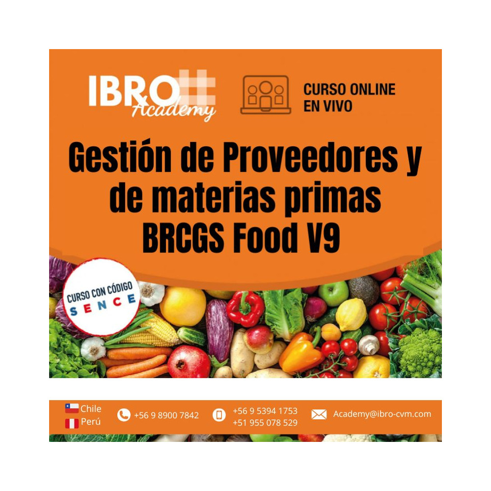 BRCGS Food V9 - Gestión de proveedores y de materias primas