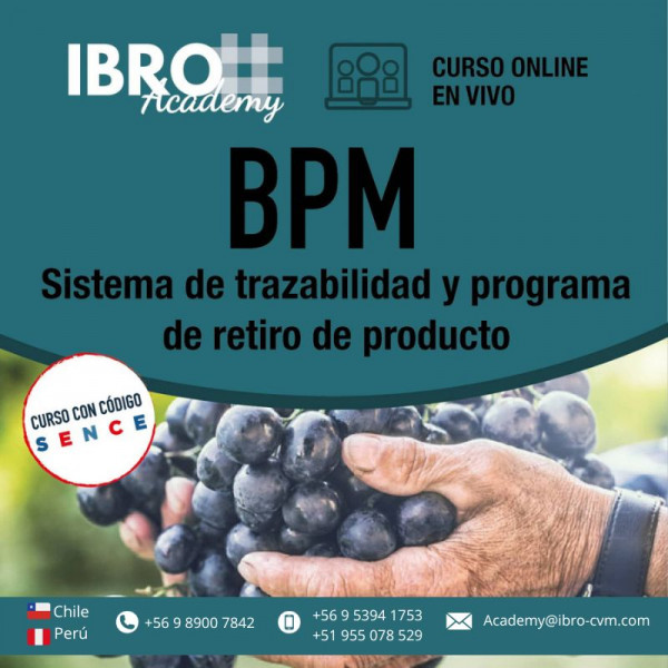 Curso online - en vivo | BPM - Sistema de trazabilidad y programa de retiro de producto